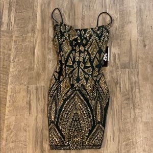 Gold and green dress